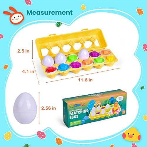 תואם ביצים צבעוני וצורה ביצה חינוכית עם צעצועי מחזיק לתינוקות ופעוטות, פאזל סדר