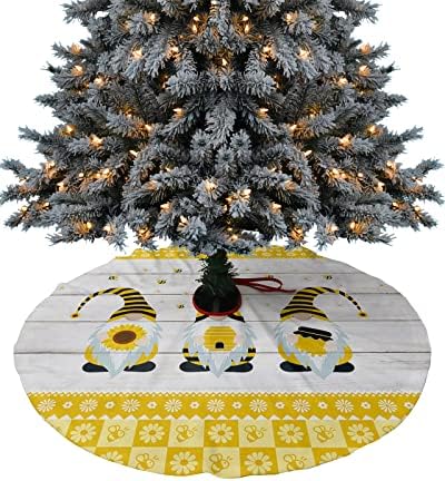 חצאית עץ חג המולד בגודל 48 אינץ 'חצאית עץ חג המולד, סגנון צבעי חמניות צהוב שטוף שמש.