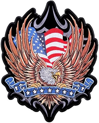 עור דגל אמריקאי בינוני עליון נשר פטריוטי פטריוטי טלאי אופנוען-חום-בינוני-בינוני