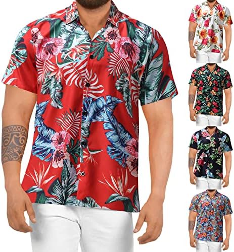 חולצות Hawaiian XXBR לגברים שרוול קצר חולצת חוף אלוהה כפתור פרחוני קיץ כפתור מזדמן למטה חולצות על שפת הים