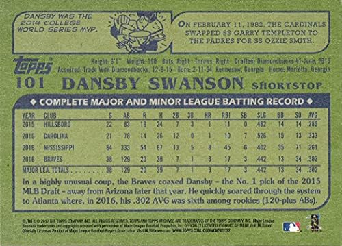 ארכיוני טופפס 2017 בייסבול 101 כרטיס טירון של דנסבי סוונסון