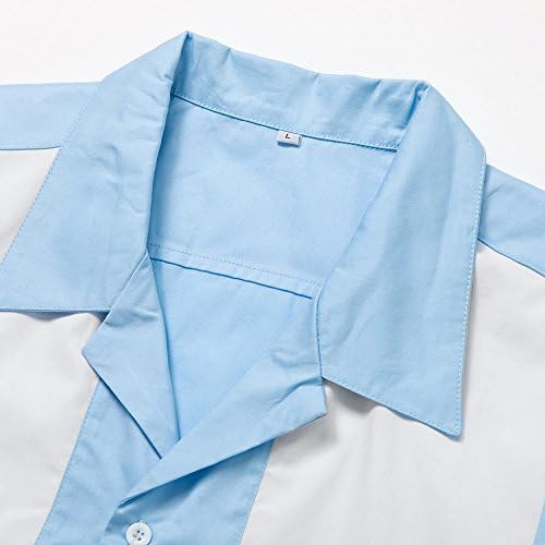 עוגן גברים של שנות ה-50 זכר בגדי רוקבילי סגנון כותנה גברים חולצות קצר שרוול שנות החמישים באולינג מקרית כפתורים חולצות
