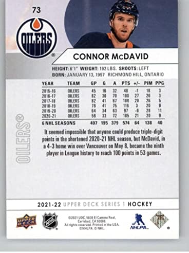 2021-22 סיפון עליון 73 קונור מקדוויד אדמונטון סדרה 1 כרטיס מסחר בסיס הוקי NHL