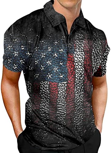 קיץ גברים חולצות גברים של פטריוטי ביצועים עצמאות יום אמריקאי דגל קלאסי בכושר בינוני חולצות עבור