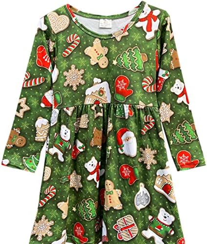 בנות תינוקות שמלת חג מולד פעוטות משובצות תלבושת שרוול ארוך סט שמלת עץ חג המולד בנות