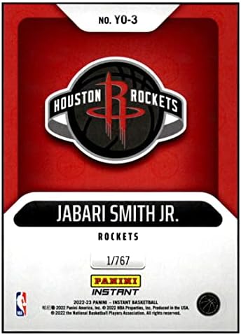 JABARI SMITH JR RC 2022-23 PANINI שנה מיידית שנה אחת /7673 Rockets Rookie NM+ -MT+ NBA כדורסל