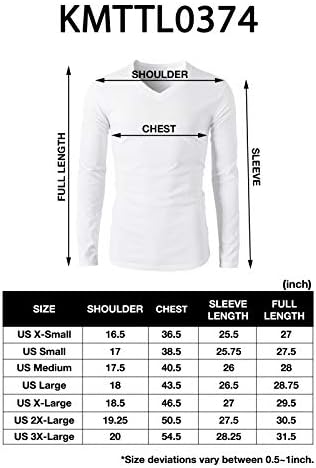 H2H גברים מזדמנים רזים מתאימים לחולצות שרוול ארוך רך משקל קל-צווארון V/צווארון צוואר צוואר XS עד 3XL