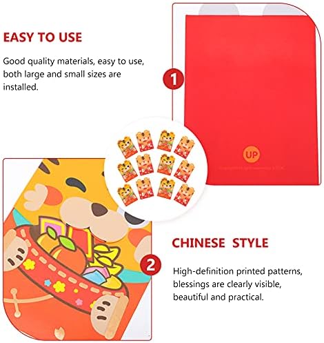 12 יחידות נמר חדש שנה אדום מעטפת סיני סגנון מתנה במזומן תיק כסף מנות 2038 אביב פסטיבל
