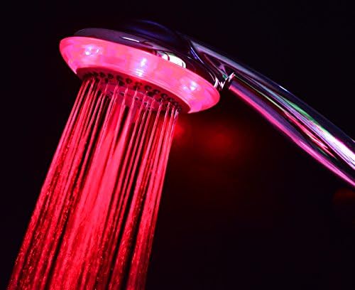 אוטופיה בית כף יד מקלחת LED עם 5 פונקציות - גשם, עיסוי, ערפל, מקלחת וחיסכון במים - 3 חיישן טמפרטורת מים משתנים - חתיכת מקלחת בלבד