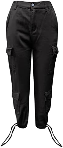נשים במותניים גבוהות מכנסי מטען מכנסי מטען מכנסי מטען מכנסי ג'וג'ר כיס רופף כושר ישר מכנסי רגל חותלות שמלות
