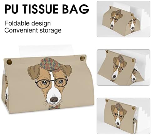 מכסה קופסת רקמות כלב מצויר כיסוי דקורטיבי מחזיק מפית נייר נייר למכונית משרדית ביתית