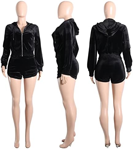 קיימיימי קטיפה אימונית נשים - ראפלס 2 תלבושות לחתיכות לנשים שרוול ארוך רוכסן קפוצ'ד + מכנסיים אלסטיים חליפת קטיפה