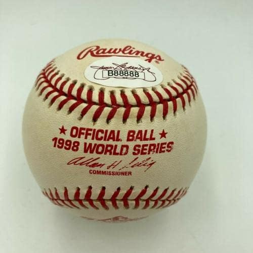 דרק ג'טר חתום רשמי 1998 בייסבול סדרת העולם עם JSA COA - כדורי בייסבול חתימה