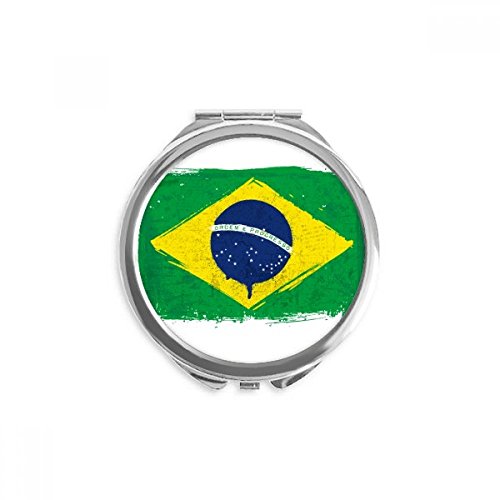 יד-צבוע ברזיל דגל ברזיל יד קומפקטי מראה עגול נייד כיס זכוכית