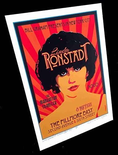 פוסטר של לינדה רונסטאדט לכבוד הופעת הבכורה ההיסטורית שלה פילמור מזרח 1971 דיוויד בירד חתימה ידנית חדשה