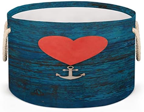 יום האהבה עוגן לב אדום עוגן כחול עץ סלים עגולים גדולים לאחסון סלי כביסה עם ידיות סל שמיכה סל לאחסון למדפי אמבטיה פחים לארגון גמילה נערה נערה