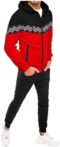 סטים של שני חלקים לגברים ז'קט חליפת מכנסיים מפוספסים תפור רוכסן סווטשירט סווטשירט עם ז'קט עם ז'קט טהור תלבושות לגברים אדום