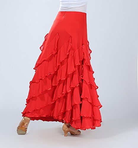 מעגל ארוך ומלא ארוך סרוג פלמנקו אולם נשפים חצאית ריקוד לטינית תלבושת זולה