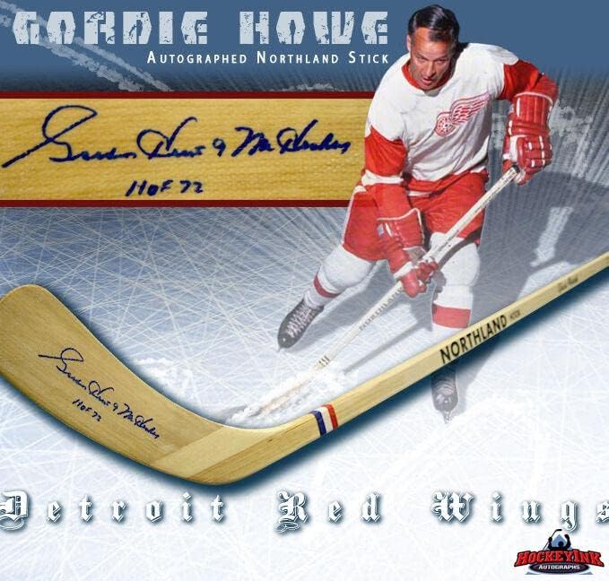 גורדי האו חתום על נורת'לנד דגם מקל - דטרויט כנפיים אדומות - מקלות NHL עם חתימה