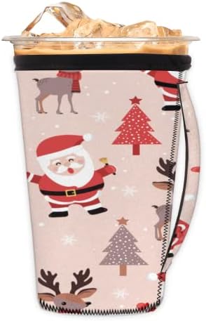 חג המולד חמוד סנטה אלק 02 שרוול קפה קר לשימוש חוזר עם שרוול כוס ניאופרן של שרוול סודה, לאטה, תה, משקאות, בירה