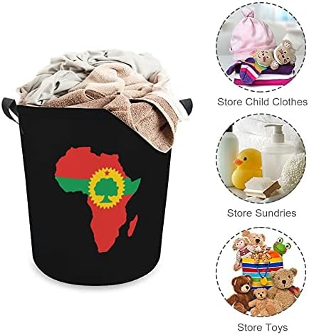 אורומו דגל על המפה של אפריקה אוקספורד בד כביסה סל עם ידיות אחסון סל עבור צעצוע ארגונית ילדים חדר משתלת סל אמבטיה