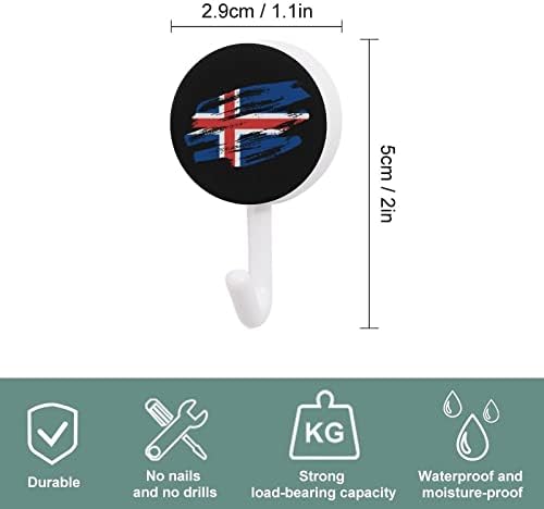 וינטג 'איסלנדר דגל עגול ווים פלסטיק שימוש חוזר ווים דבק תלייה ווים לחדר אמבטיה מטבח 10 חבילות