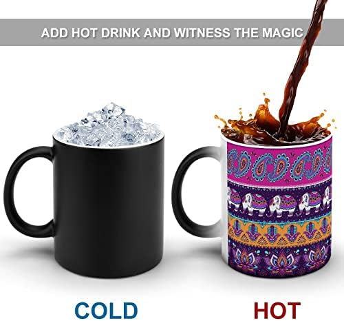 פייזלי חמסה והודי פיל יצירתי שינוי צבע קרמיקה קפה כוס חום שינוי ספל מצחיק עבור בית משרד