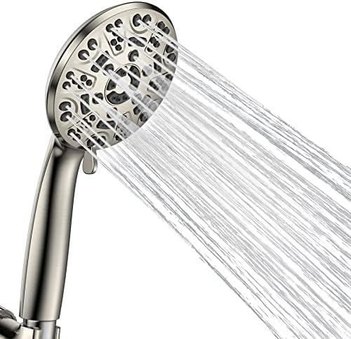 ראש מקלחת Voluex עם כף יד, ראש מקלחת בלחץ גבוה, קובע 8 מרסס כרום 4.7 אינץ 'עם צינור 59 אינץ'
