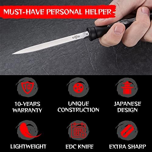 חבילה של 2 פריטים-כיס סכין - יפני סכיני שירות עם נדן-קטן שחור קבוע טקטי תחביב עבודה מיני קנופה לגברים נשים - הטוב ביותר הישרדות קמפינג טיולים צבאי כלי חד-מתנות