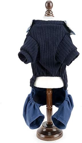 Smalllee_lucky_store מכללות סוודר סוודר משובץ תלבושות כלבים, כחול