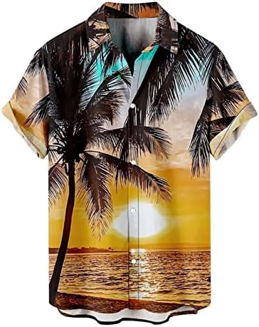חולצות הדפסה טרופיות של Beuu לגברים, כפתור חולצה הוואי חדש של הקיץ המורד שרוול קצר חולצות חוף חולצות חוף קז'ן