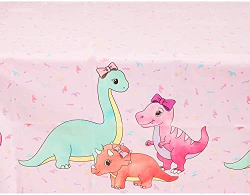 קישוטי מסיבת דינוזאור ורודים של פנדה כחולה לימי הולדת של הילדה, מפת מפת מפלסטיק