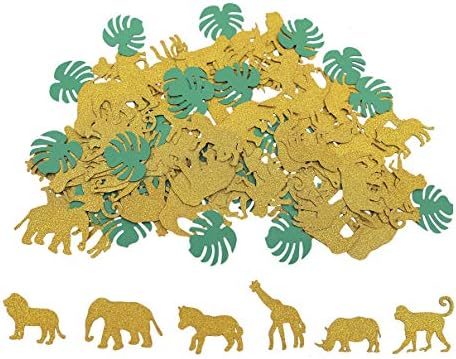 קונפטי של חיות ג'ונגל ספארי נושא קונפטי זהב נצנצים זום בצורת קונפטי למקלחת לתינוק לילדים מסיבת יום הולדת טובה על ידי Topfunyy - 100 יחידות