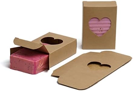 50 CYP Kraft Heart Window Cox - אריזת סבון תוצרת בית - ציוד לייצור סבון - תוצרת ארהב! - 50 חבילה