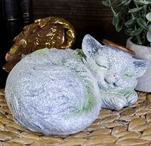 אברוס שמיימי הילה שינה מלאך חתול קטן שריפת גופות כד עבור אפר פסל 7.5 רחב לחיות מחמד זיכרון צלמית חתולים חתולים דקור כדים