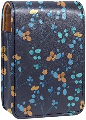 אוריואקאן מיני איפור תיק עם מראה, מצמד ארנק מעוור שפתון מקרה, צבעוני פרחוני כחול פרח בציר